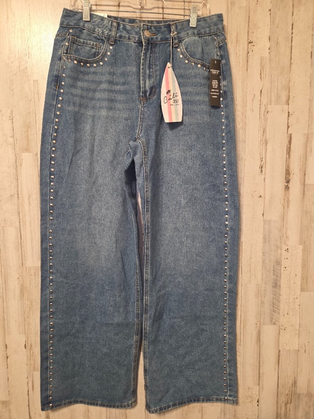 NEW CALI1850 size 13 Studded Wide Straight Jeans Blue wash